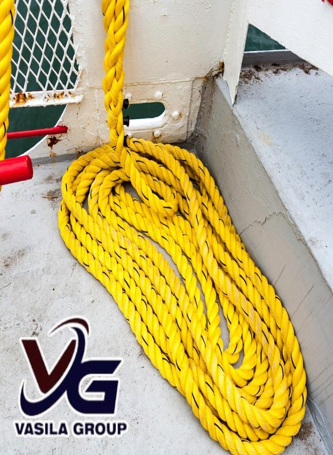 VG TARP حبل متعدد الاستخدامات مجدول أصفر شديد التحمل من VG TARP، عرض 12 مم × طول 20 مترًا، حبل عالي القوة للاستخدامات البحرية والصناعية والخارجية - Image 4